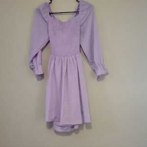 Elegant Lavender Long Sleeve Dress